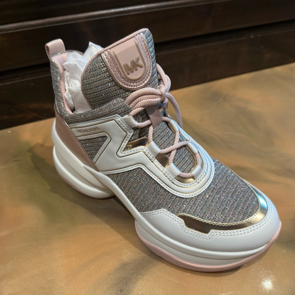 Michael Kors Kids' Pink and Silver Sneakers